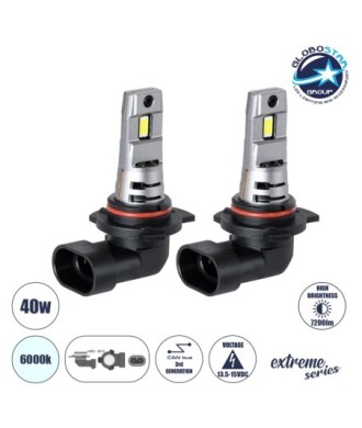 GloboStar® 85657 7S HIR2 9012 KIT Βασικού Φωτισμού Αυτοκινήτου & Μοτοσυκλέτας 3rd Generation Can-Bus Extreme Series LED 7035 SMD 40W 7200lm DC 13.5-15V Αδιάβροχο IP68 Ψυχρό Λευκό 6000K